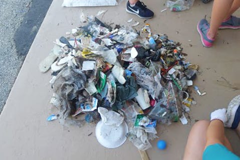 Pile of trash containing plastics