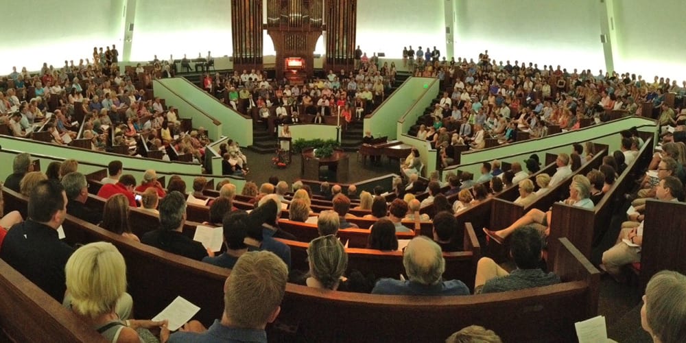 Audience inside the chapel